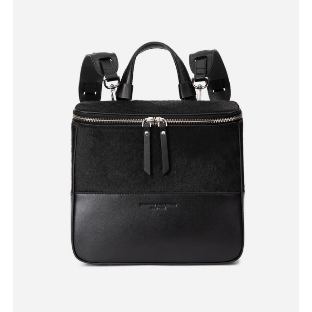 Brandon Blackwood pony hair and leather bookbag
